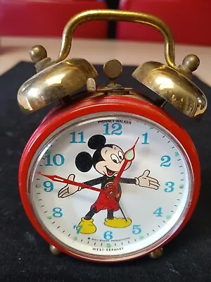 Vintage Walt Disney Time Mickey Mouse Phinney Walker Alarm Clock Metal W Germany • $45