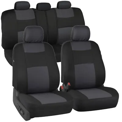 $25.59 • Buy Charcoal / Black  Seat Cover For Car Auto SUV 9pc Polyester Cloth Solid Bench