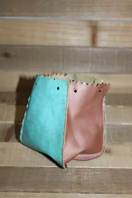 Vintage Leather Marble Pouch Bag Pink & Blue • $12.50