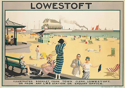  Vintage Railway Poster Lowestoft Seafront Beach Art Deco Seaside PRINT A3 A4  • £5.99