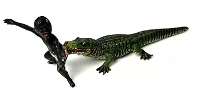 Antique Very Rare Vienna Cold Painted Bronze Alligator Biting Boy Group Figure • $435