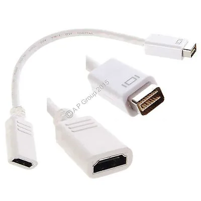 White .2m Mini DVI Male To HDMi Female Stub Cable 4 Apple Device To HDMI Display • £5.29