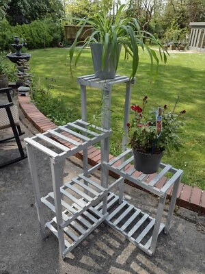 £15 • Buy Indoor/Outdoor Grey Wooden Shelves / Corner Plant Stand