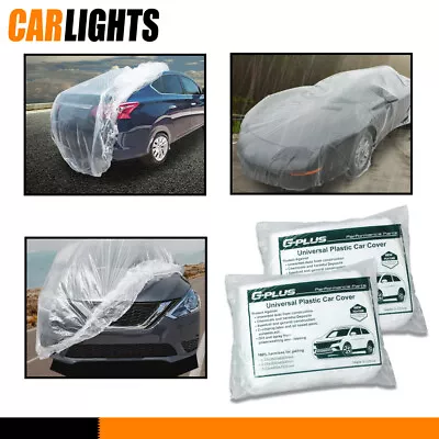 2 Pack Universal Clear Plastic Disposable Car Cover Temporary Rain Dust Garage • $17.56