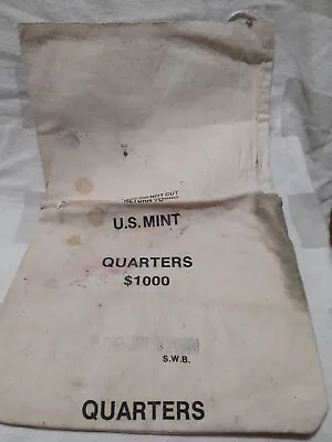 Canvas US MINT QUARTERS $1000 Bank Deposit Bag 19  X 11  Cash Safe Prop • $8.99