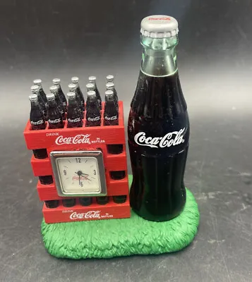 Coca Cola Collectible Mini Clock Coke Bottle And Crates 2001 Mint Condition • $10