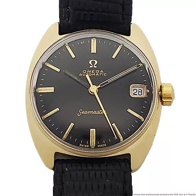 Omega Seamaster 14k Gold Cal 563 Black Dial Automatic Mens Vintage Wrist Watch  • $81