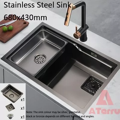 Nano Coated 304 Stainless Steel Kitchen Sink Laundry Sinks Single Bowl 680x430mm • $139.90