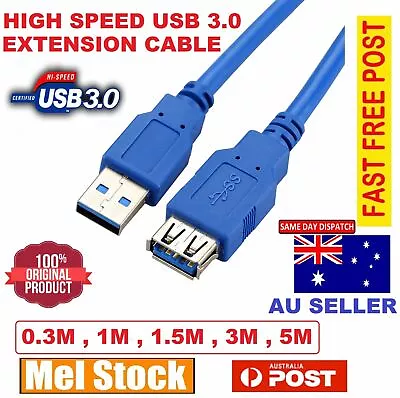 High Speed USB 3.0 Super Speed Extension Cable Cord Lead Male To Female M/F Cord • $9.99