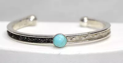 Vintage Turquoise Braided Horsehair Sterling Silver Signed Bracelet • $19.99