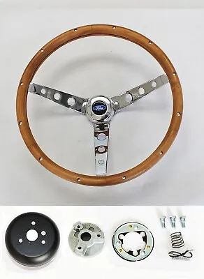 49-56 Ford Pick Up F100 F150 F250 F350 15  Wood Steering Wheel Chrome Spokes • $229.95