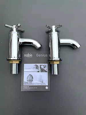 2 X Taps Twin Hot & Cold Pair Tap Modern Bath Pillars Bathroom Chrome C00961 • £17.99