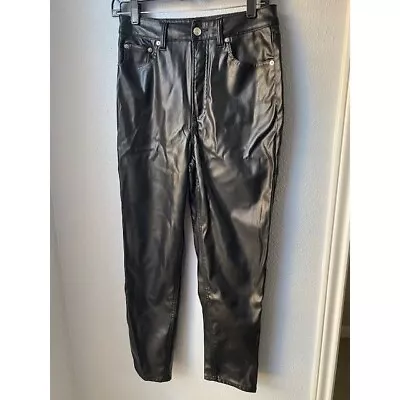 H&M Divided Black Faux Leather Pleather High Rise Skinny Pants Leggings Vegan • $20