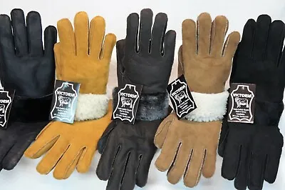 5 COLORS 100% REAL SHEEPSKIN SHEARLING LEATHER GLOVES UNISEX Fur Winter S-2XL • $23.89