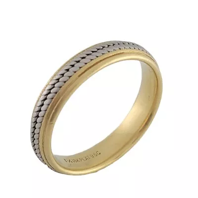 18k Gold & Platinum Wedding Band / Ring Milgrain ~ 5mm ~ Size 10 • $695