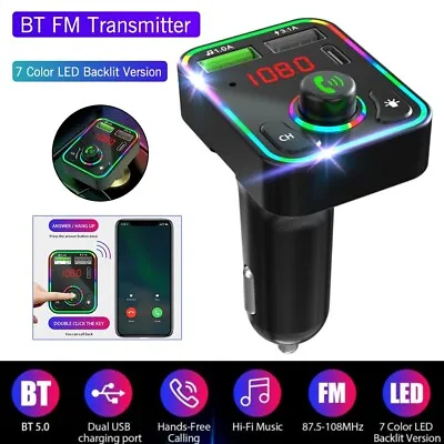 Wireless Car Bluetooth FM Transmitter MP3 Player USB Car Adapter Fast Charger UK • £5.49