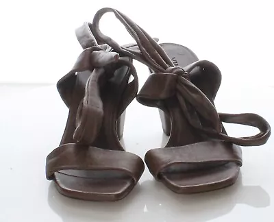 37-52  $325 Sz 6 M Women Vince Leather Anais Ankle Tie Sandal In Brown • $34.99