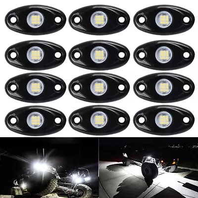 12x White 9W Cree LED Rock Light Neon Underglow Kits Motorcycle Rock Shockproof  • $62.89