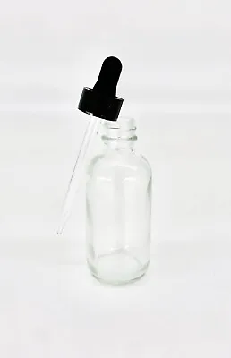 2oz CLEAR Boston Glass Bottle With Glass Eye Dropper- New ! 60 ML • $4.79