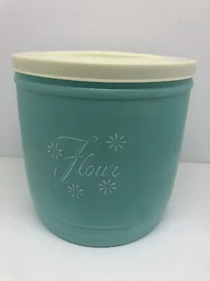 Stanley Vintage Turquoise Kitchen Canister  1950's Flour Container With Lid • $29.99