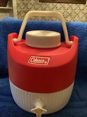 Vintage Coleman Gallon Water Cooler Jug With Handle Red Made In USA • $19.95