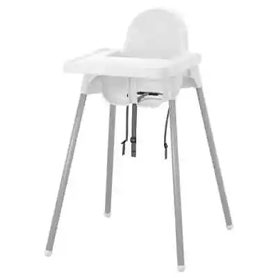 IKEA Baby Children's Tall Highchair Seat With Feeding Tray Belt Strap White  • £29.99