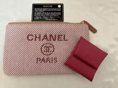 CHANEL CC Deauville Pouch Bag Rose Pink Cotton 240415T • $1066.59