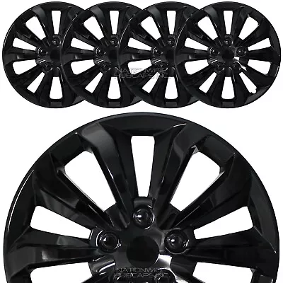 14  Set Of 4 Black Wheel Covers Snap On Full Hub Caps Fit R14 Tire & Steel Rim • $54.99