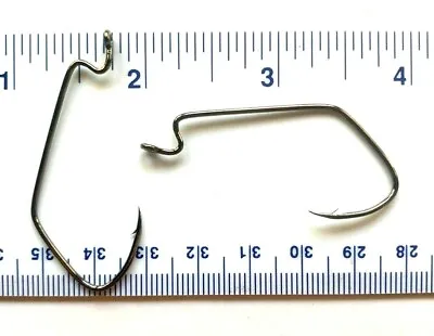 100 Matzuo 143010 Black Sickle Extra Wide Gap EWG J-Bend Worm Fish Hooks Sz 3/0 • $15.99