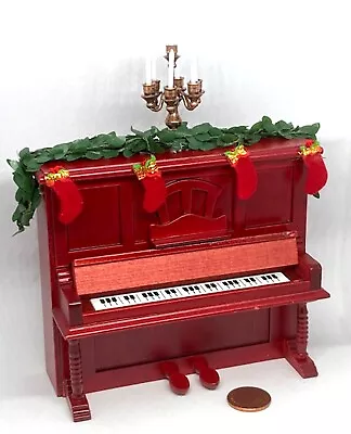 Christmas At The Wooden Upright Piano Tumdee 1:12 Scale Dolls House Miniature KM • $13.66