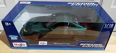 2003 Ford Mustang SVT Cobra Green 1/18 Scale Maisto Exclusive Style - New • $55
