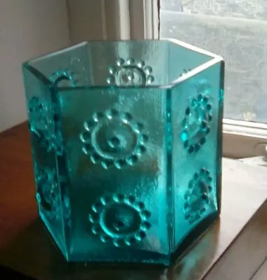 Dartington Glass Rarer Kingfisher Blue Hexagonal Large 2 Nipple Vase  FT108 • £55