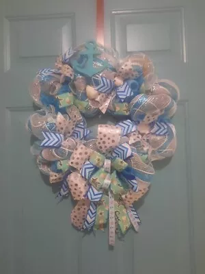 Handmade Beachy Deco Mesh Wreath • $45