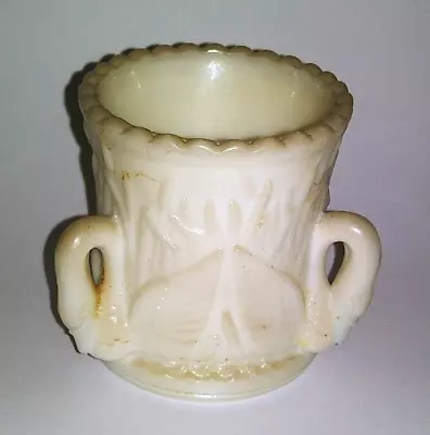 Vintage Westmoreland White Milk Glass Toothpick Holder 3 Swans Cattails Swan • $19.99