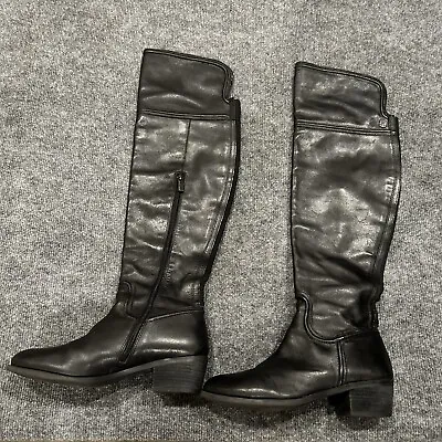 Womens VINCE CAMUTO Karita Black Leather Over The Knee High Boots Size 7.5 M EUC • $30