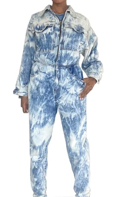 £39.99 • Buy Vintage Tie Dye Bleached Acid Wash Jumpsuit Boilersuit Worksuit Ladies 10