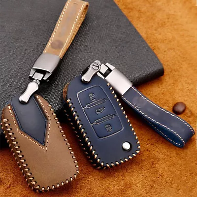 $22.58 • Buy For Vw B8 CC Tiguan MK2 Magotan Superb A7 Leather Car Smart Key Fob Cover Holder