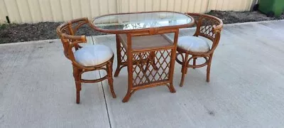 Vintage Cane Honeymoon Suite Table And Chairs • $300