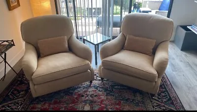 Ralph Lauren Vintage Pair Of Upholstered Club Chairs In EXCELLENT Condition • $6500
