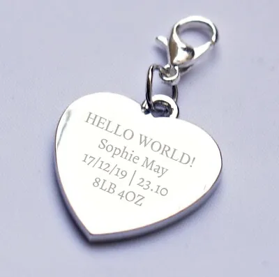 Personalised Charm Newborn Baby Boy Girl Gift Present Christening Keepsake  • £5.99