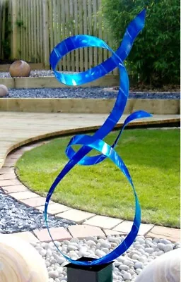 Large Electric Blue Metal Sculpture Modern Blue Garden Yard Art Decor Jon Allen • $360