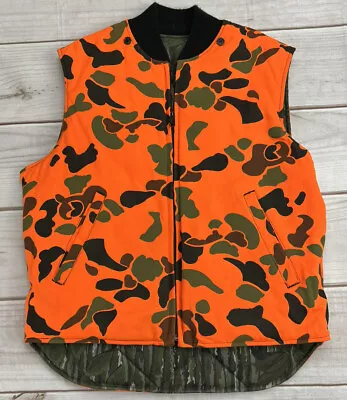 $59.95 • Buy Johnson Garment Reversible Hunting Vest Insulated Blaze Orange Camo USA Medium