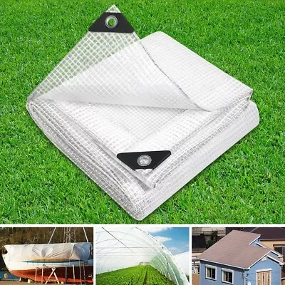 Clear 4x6M Heavy Duty Poly Tarps Canvas Cover Water Proof Tent Tarpaulin Camp • $43.95