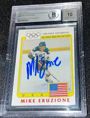 Mike Eruzione Signed 1983 Topps 1980 Team Usa Card Beckett Auto Grade 10 388 • $119.99