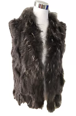 OAKWOOD Rabbit Racoon Fur Vest. Size 4 US. GUC $550 • £81.23