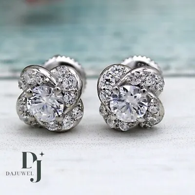 Certified VVS1 Moissanite Stud Earrings Solid 14K White Gold 2.50 Ct Round Cut • $230.55