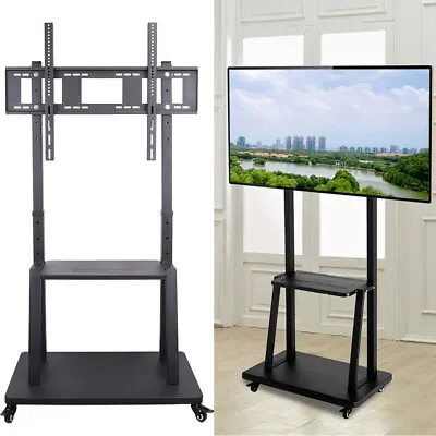 £135.98 • Buy Mobile TV Stand On Wheels For 32-100  Screen Floor TV Cart Ultra Stable Trolley