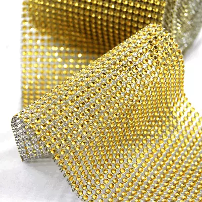 £16.69 • Buy GOLD DIAMOND DIAMANTE EFFECT RIBBON TRIM CAKE BRIDAL CRAFT 1 To 24 Row 1 To 5m