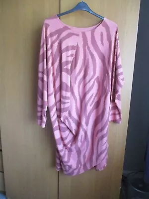 Mad In Italy Casual Zebra Print Loose Lagenlook Dress Size 16 • £6.99