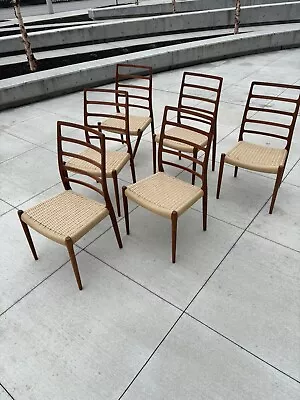 6 VTG Niels JL Moller Danish Teak Dining Chairs Model 82 • $3500